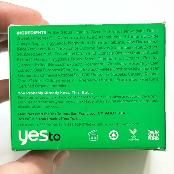 Yes To Cucumbers Soothing Calming Facial Mask w/Detoxifying Dead Sea Mud 1.7oz - Picture 6 of 13